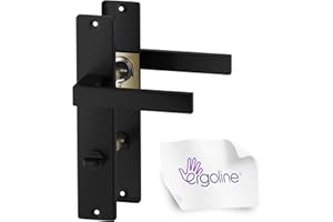 ERGO line CUBE garnitures de porte carrées, noires, poignée pour porte de salle de bains WC ensemble de poignée avec rosette longue, garniture de porte, poignée, tige carrée de 7 mm