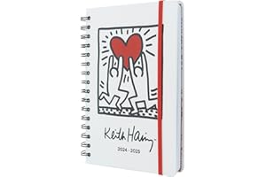 Grupo Erik Keith Haring Diary 2024-2025 | Back To School 12 Months A5 Academic Diary 2024-2025 Week To View | August 2024 - July 2025 | Mid Year Diary 2024-2025 With Stickers