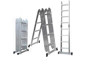 GABBZ GABZ Multi Purpose Aluminium Telescopic Heavy Duty Combination Folding Ladder, Manufactured to EN131 Specifications (4.7M Ladder ONLY)