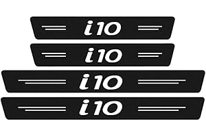 Symilov 4 Piezas Pegatina Estribos de Fibra Carbono de Coche para Hyun-dai Accent Tucson i10 i20 ix25 ix35 ix55, Protector de Placas Pedal Umbral Puerta Antiarañ - Embellecedores Accesorios, i10