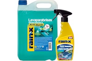 Rain-X Limpiaparabrisas y Limpia Mosquitos Coche para Carrocería y Superficies– Protege de la Lluvia y Evita Restos de Insectos – 5 L de Líquido Lavaparabrisas y 500 ml de Eliminador de Mosquitos