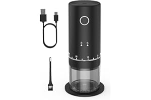 CEVING Moulin à café portable alimenté par piles avec 38 réglages réglables, moulin à café rechargeable sans fil silencieux pour voyage, camping, expresso, versement, etc