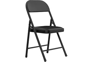 Chleby Cómoda Silla Plegable Negro sillas Plegables de Cuero para Cocina con cojín Fino, sillas de Comedor Plegables adecuadas para Cocina, Interior, Exterior, Sala de conferencias