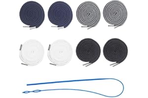 CUHZA Cordón para pantalones de jogging, 8 unidades de cordón para cintura de pantalones, cordones de algodón de repuesto de metal, con 1 enhebrador, para pantalones deportivos, pantalones