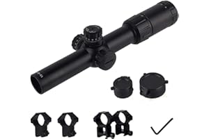 ToopMount Lunette de visée Optique Rouge et Vert Illuminé 1.5-6X24E Tactiques Lunette de Visée Étanche Réglable avec Anneaux de Montage Gratuits de 20mm et 11mm