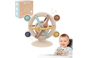 TYRY.HU Teething Toys for Baby,Rattle High Chair Activity Toy with Silicone,Einstein Sensory Play Chew Teether Kids Relief Teether with Suction Cup Soothing Gifts for Newborns & Infants 0 12 Months