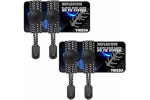 YIKEDA Elastic Laces 2 Pairs of Reflective Elastic Shoelaces for Adults/Kids No Tie Elastic Lock Shoe laces Suitable for Sneakers Hiking Shoes Board Shoes Casual Shoes Boots