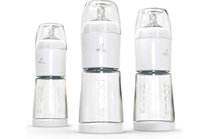 snoozi Nachtflasche - einzelne Flasche zum Nachbestellen (270 ml) – Babyflasche mit Milchpulver-Behälter – 3m+ Anti-Kolik Sauger – Ergänzung zum snoozi Flaschenwärmer