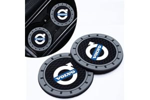 GIOIFFVAERO Car Coaster, 2PCS, White, Black, Silicone, Round, Drink Holder Coaster for Volvo XC60 S40 S60 S90 XC40 XC70 XC90 V40 V60 V90 S80 S80L