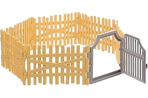 LWAIX Giocattolo Recinto Fattoria per Recinzione per Cavalli 7Pcs Giocattolo di Recinzione in Plastica per Stalla per Cavalli Regalo Educativo Decorazione Micro Paesaggio (Giallo)