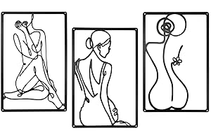 Honatrv 3 Piezas Cuadros de Metal de 33 X 22 cm, Decoración de Pared de Metal Negro, Decoración Abstracta Moderna de Sala Estar, Dormitorio, Pasillo