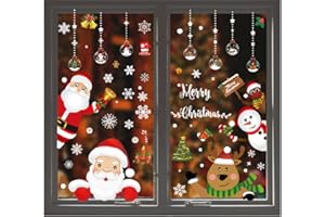 YULOONG Adesivi statici per finestre di Natale Rimovibili Vinile Babbo Natale Albero di Natale Pupazzo di Neve Fiocco di Neve Cervo Parete per Porte e finestre Vetrina Adesivo per Decalcomanie