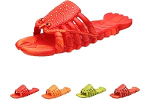 HOKUTO Lobster Flip Flops, Lobster Slippers Animal Slippers, Funny Lobster Sandals for Summer Beach and Indoor Shower