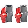 40mm Ball Valve, 2PCS PVC Ball Valve Socket Type Shut Off Valve DN32 Water Supply Pipe Knob Connection End Valve for Garden Pool Pump
