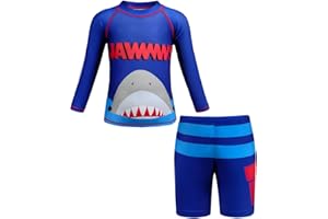 ADUYA Boys Swimming Costume Two Piece Swimsuit Set Rash Guard Trunks Swimwear Kids Swimming Pool Bathing Suit