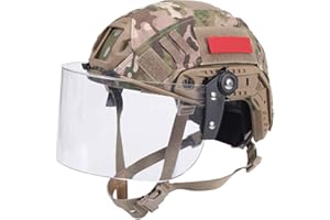 WLXW Casque Fast Airsoft De Type PJ avec Visière Et Couvre-Casque, Casque Militaire SWAT De L'armée avec Lunettes Et Monture NVG/Rails Latéraux pour Le Jeu De Paintball CS