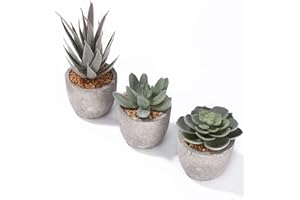 JOSPL Kunstpflanzen,3 Stück Kunstpflanzen mit grauem Topf und Simulierte Erde,Künstliche Sukkulenten,Kunstpflanzen Klein Deko für Wohnzimmer Schlafzimmer Badezimmer Deko Pflanzen,Grün