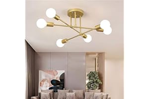 COMELY Lampa sufitowa w stylu vintage, 6-punktowa, retro, oprawka E27, nowoczesny żyrandol z metalu, przemysłowa lampa wisząca do salonu, sypialni, jadalni, restauracji