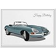 Happy Birthday Card - Unique E-Type Jaguar car - Premium Quality - Modern Design - Exclusive Vector Artwork - Special Keepsake - Cars, Motor and Auto - Sports Classic Vintage Jag Car Lovers