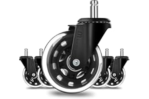 Mastery Mart Bürostuhl Rollen, 5er Set, Hartbodenrollen, 11mm x 22mm Bürostuhlrollen, Ersetzen Bodenschutzmatten, Passend Für 98% Aller Stuhlrollen, Nicht Für 1KEA, Matt-Schwarz