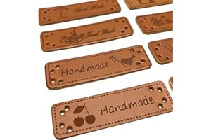 gotyou Etichette Cucito in Tessuto Handmade, 60 Pezzi Etichette Cucito in Cuoio, Handmade Etichette Personalizzate, Etichetta in Rilievo a Mano per Cucito, per Jeans, Vestiti, Tessitura, Scarpe