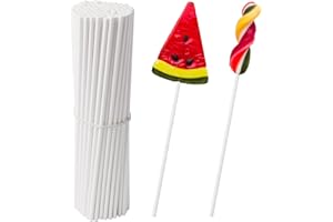 ZYDYRX 100 Pezzi Bastoncini Lecca Lecca Carta Set Lecca Lecca Carta Torte Bastoncini Bianchi Torte 20CM Bastoncini Carta Lecca Lecca Qualità Alimentare Per Torte Biscotti Caramelle