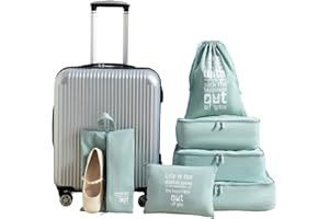 MURISE 8-częściowy zestaw kostek podróżnych, torby na ubrania, organizer do walizki, na urlop i podróże, zestaw kostek podróżnych, system porządkowania walizek (Zielony)