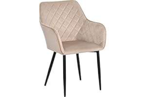 ‎DUHOME Duhome Esszimmerstuhl Wohnzimmerstuhl Sitzfläche aus Samt Küchenstuhl mit Armlehnen, Beige