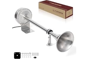 FARBIN Klaxon de Bateau Corne de Brume Trompette Marin acier inoxydable Corne de bateau étanche Klaxon de Camion Pour Bateau Brume Yacht Camping-car (Trompette Inoxydable Simple)