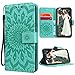 Produktbild VemMore Huawei P20 Lite Hülle Handyhülle Schutzhülle Leder PU Wallet Flip Case Bumper Lederhülle Ledercase Blumen Muster Klapphülle Ultra Slim Dünn mit Kartenfach Standfunktion Klappbar Magnetisch Silikon Backcover Sonnenblume - Grün
