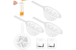 WUKEMAOYI 4 Pz Filtro a Setaccio in Nylon, 100/200/300/400 Mesh, Setaccio Filtro per Alimentare, Setaccio da Cucina in Plastica, Filtro a Maglia Fine Rete con Manico per Liquidi Olio Caffè Succhi Marmellate
