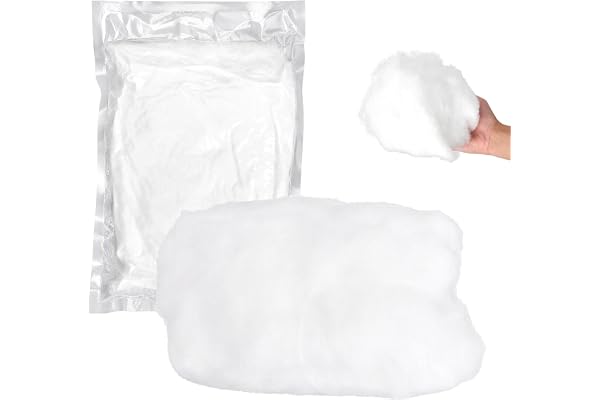 Konstsnö bomull 2 x 100 g vit fyllnadsvadd för juldekoration och | Vit polyestervadd för att forma snölandskap samt som ett mjukt fyllmaterial för figurer och kuddar