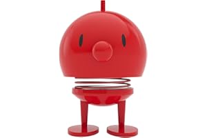 Hoptimist Bumble Wackelfigur & Glücksbringer, Skandinavische Deko Figuren für Wohnzimmer, Schreibtisch, Büro, Bürodeko & Lustige Kleine Geschenke, 7,5 x 8,5 x 10,7 cm, Medium, Rot