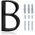 House Letters and Numbers for Outside, 5 Inch Modern House Numbers,B lack Metal Floating Mailbox Address Numbers and Letters, High Gloss Black Letters B