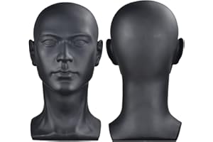 RUISIMEI Maniquí de Cabeza de Hombre Profesional cosmetología maniquí de Cabeza para la exhibición de Pelucas Gafas Sombrero joyería Auriculares Soporte de exhibición （L-YH）