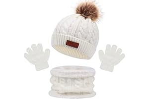 MAILEKT 3in1 Kinder Wintermütze Schal Handschuhe Set