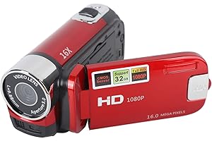 GOWENIC Videocámara de Cámara Digital, Cámara de Video Digital de 16MP con Pantalla Giratoria de 2.7, Videocámara de Video Mini DV con Zoom Digital de 16X para Niños, Principiantes (Rojo)