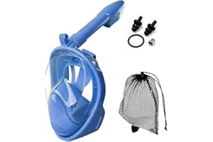 JRing Snorkel Mask Full Face for Kids, 180° Panoramic View Safe Breathing System Diving Mask with Adjustable Strips and Action Camera Mount Anti-Fog Anti-Leak Snorkeling Mask Set