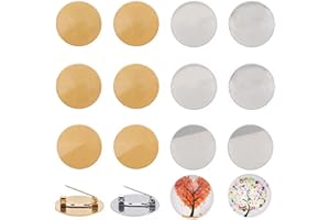 Beebeecraft 1 caja de 20 broches de Acero Inoxidable Chapados En Oro de 18 quilates 304 unidades Base de Disco Bandejas de Cabujón Gruesas En Blanco para Insignias Manualidades de Joyería Accesorios