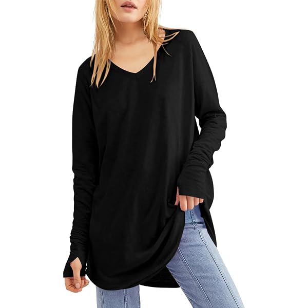 T-shirt Surdimensionné Femme Manches Longues - Col Rond En Coton Confortable - Style Boyfriend Décontracté - 9