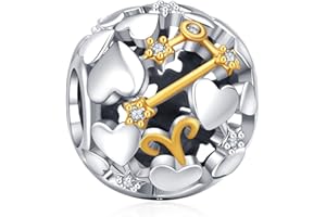 Annmors Jewellery Charms Birthday Hearts Anhänger S925 Sterling Silber Birthstone Bracelet Bead & Cubic Zirconioa für Europäische Armbänder Halskette,Schmuck Geschenk Christmas für Damen Herren