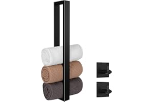 Deyooxi Handtuchhalter Ohne Bohren Schwarz Gästehandtuchhalter Selbstklebend Badetuchhalter Edelstahl Handtuchstange Bad 40cm mit 2 Handtuchhaken