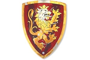 Liontouch - Noble Knight Shield, Red/Medium - Age 3-8 | 39 x 30 | Medieval Pretend Play Foam Toy For Children With Golden Lion Theme | Safe Battle Accessory For Dress Up & Costumes For Boys