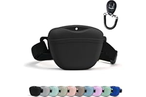 AUDWUD Version améliorée du sac à friandises en silicone;livré avec une ceinture pour un port pratique;comprend également un clicker de dressage pour un dressage facile des chiens