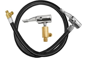 KEWAYO Tubo Flessibile della Pompa Gonfiaggio, Pompa Tubo Adattatore, Estensori Valvola Pneumatico, Adattatore Estensione Tubo Pompa Gonfiatore Prolunghe per Valvola per Auto, Moto, Camion（60cm）