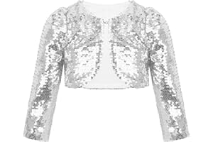Freebily Veste à Paillettes Bébé Fille Boléro Baptême Mariage Brillant Cardigan Manteau Soirée Anniversaire Fille Blouson Danse Carnaval Fête