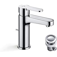 CECIPA Waschtischarmatur mit Zugstangen-Ablaufgarnitur, Badarmatur - Einhand-Waschtischbatterie mit Einlochmontage…