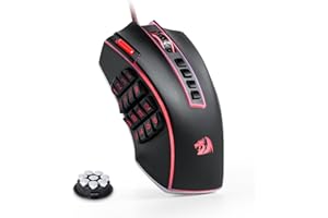 Redragon M990 MMO, mouse da gioco RGB cablato ad alta precisione da 32000 DPI con 23 pulsanti programmabili, 16 tasti macro laterali, supporti software, base in alluminio
