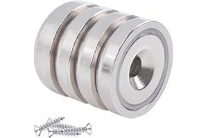 Aenienoe Neodym Magnete mit Loch 32kg Magnete Stark,Magnet zum Anschrauben mit Schrauben für Werkstatteinrichtung Zubehör 25mm 4 Stück