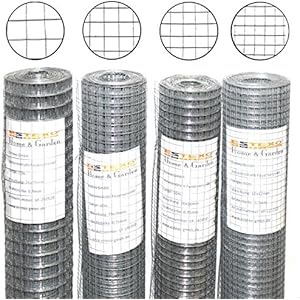 Volierendraht / Größe Wählbar + Feuerverzinkt - Drahtgitter, 4-Eck Maschendraht Schweißgitter Drahtzaun Käfigdraht (12x12mm Maschung - 25m Rolle)